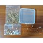 Kits de pendientes de bricolaje, Incluyendo 304 fornituras de pendientes de aro de acero inoxidable, tuercas de plástico, 304 gancho para pendientes de acero inoxidable