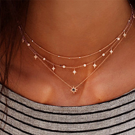 Fashion Women's Multilayered Star Pendant Necklace Handmade Necklace Combination