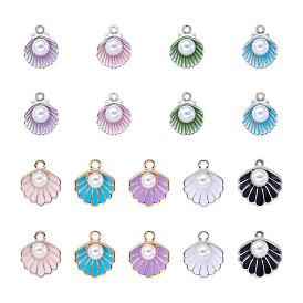 36 piezas 9 colgantes y amuletos de esmalte de aleación de estilo, con abs de plástico imitación perla, cáscara