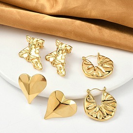 304 Stainless Steel Stud Earrings For Women, Real 18K Gold Plated