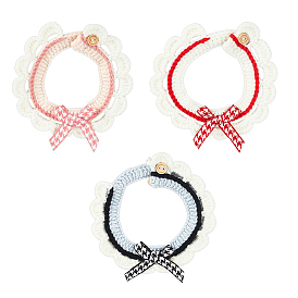 3Pcs 3 Colors Wool Woven Cat Collars, Bowknot Choker, Pet's Necklace, with Plastic Botton