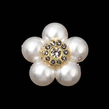 Cabujones de imitación de perlas de resina opaca, flor, con diamante de imitación