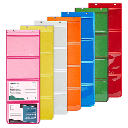 7 шт. 7 цвета 4 сетки из ПВХ с нетканым материалом, настенные рулоны для хранения художественных принадлежностей для детского сада, сумки для подвешивания картин, прямоугольные