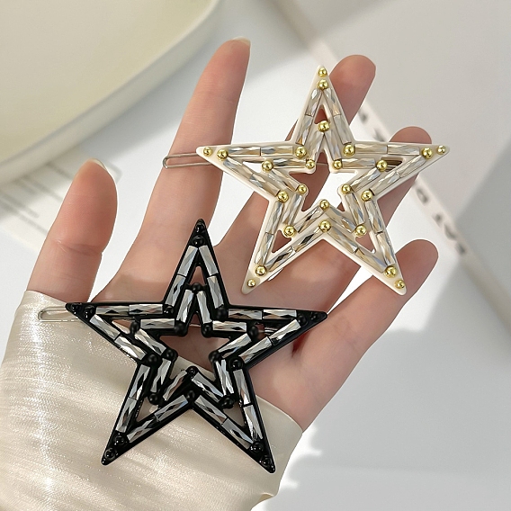 Заколки для волос из ацетата целлюлозы, стразов и железа, звезда