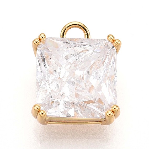 Латунные микро проложить кубического циркония прелести, квадратный