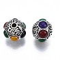 Tibetan Style Alloy Beads, with Dyed & Heated Glass, Cadmium Free & Lead Free, Round