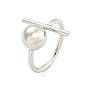 Long-Lasting Plated Brass Cuff Rings, Round & Bar Open Rings for Women