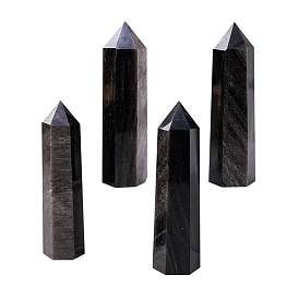 Natural Golden Sheen Obsidian Hexagonal Prism Display Decorations, Figurine Home Decoration, Reiki Energy Stone for Healing