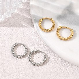304 boucles d'oreilles en acier inoxydable, ronde, placage ionique (ip)