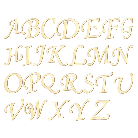 BENECREAT 26Pcs 26 Style Brass Single-Sided Stickers, Letter A~Z, for DIY Scrapbooking and Craft Decoration