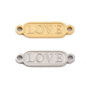 Ion Plating(IP) 304 Stainless Steel Connector Charms, Oval with LOVE Links