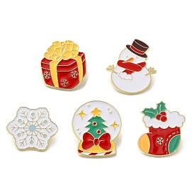 Christmas Theme Enamel Pins, Alloy Brooches for Backpack Clothes