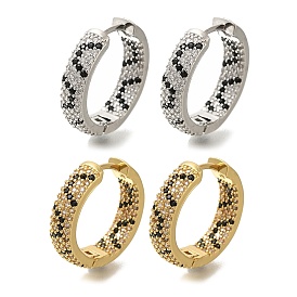 Rack Plating Brass Micro Pave Cubic Zirconia Hoop Earrings, Long-Lasting Plated, Lead Free & Cadmium Free