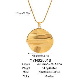 Винтажные 304 плоские круглые подвески из нержавеющей стали для женщин, золотые