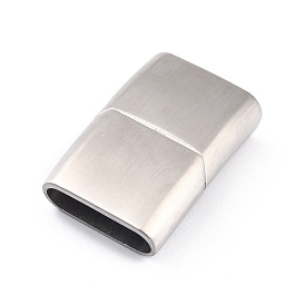 304 Stainless Steel Magnetic Clasps with Glue-in Ends, Matte Style, Rectangle