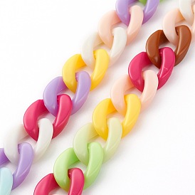 Handmade Opaque Acrylic Curb Chains, Twisted Chains
