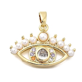 Латунные микро проложить кубического циркония подвески, с абс пластмассовыми жемчужными бисером, Очарование глаз