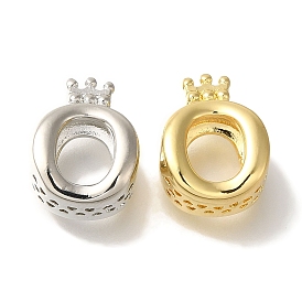 Rack Plating Brass European Beads, Large Hole Beads, Long-Lasting Plated, Crown