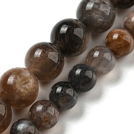 Natural Black Moonstone Beads Strands, Round