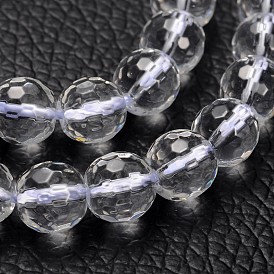 Quartz synthétique perles de cristal brins, facette, ronde, 8mm, Trou: 1mm, environ 49 pcs / brin, 15 pouce