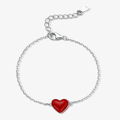Bracelets à maillons en argent sterling et émail pour femmes