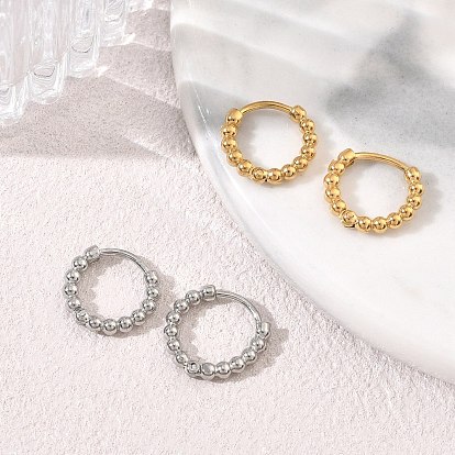 304 boucles d'oreilles en acier inoxydable, ronde, placage ionique (ip)