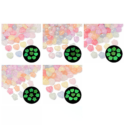 Светящиеся прозрачные акриловые бусины, с золотой порошок, светится в темноте