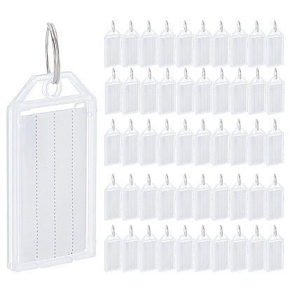 100шт. полипропиленовые (ПП) брелоки для ключей, с окошком для этикеток с железным разрезным кольцом, для брелка для багажа, прямоугольные