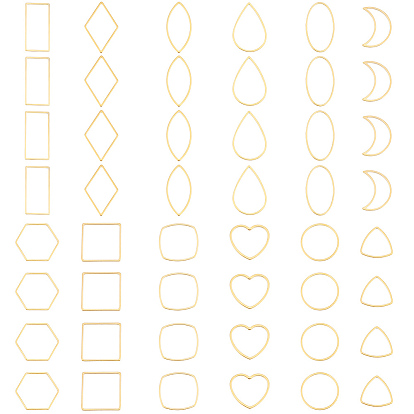 48 шт. 12 стиль 304 соединительные кольца из нержавеющей стали, конский глаз и овал и квадрат и прямоугольник и луна и треугольник и ромб и капля и сердце и круглое кольцо и шестиугольник