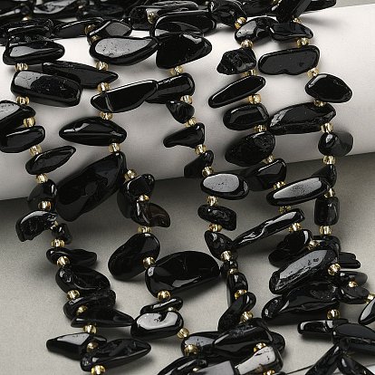 Натуральный черный турмалин бисер нитей, чип, Топ пробуренной, с бисером