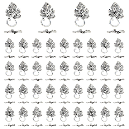 40Pcs Sets Alloy Toggle Clasps, Cadmium Free & Lead Free, Leaf