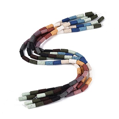 Бусы из натуральной лавы, окрашенные, колонка