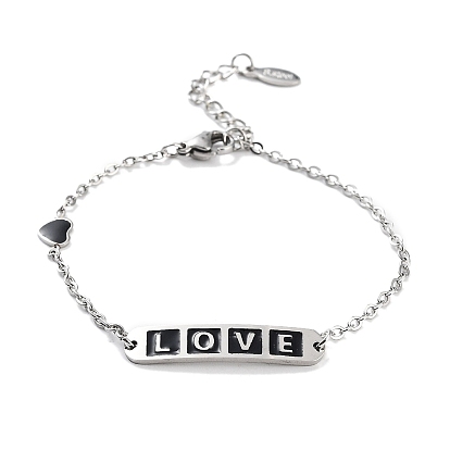 201 браслеты в форме сердца и прямоугольника из нержавеющей стали со словами «любовь» и «детские звенья», женские браслеты с эмалью