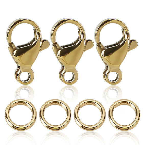 304 нержавеющая сталь застежка когтя омара, застежки на спусковой крючок, с открытыми пружинными кольцами из нержавеющей стали 304