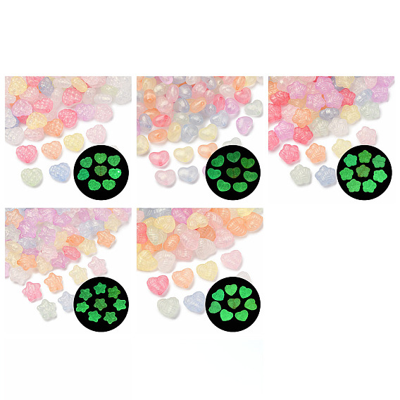 Светящиеся прозрачные акриловые бусины, с золотой порошок, светится в темноте