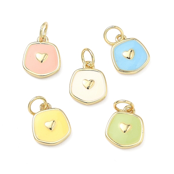 Латунь эмаль подвески, самородки с подвесками в виде сердечек, долговечный, стойки покрытие, без свинца и без кадмия, реальный 18 k позолоченный