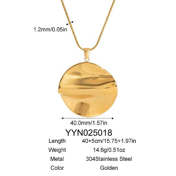 Винтажные 304 плоские круглые подвески из нержавеющей стали для женщин, золотые