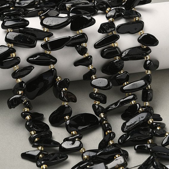 Натуральный черный турмалин бисер нитей, чип, Топ пробуренной, с бисером