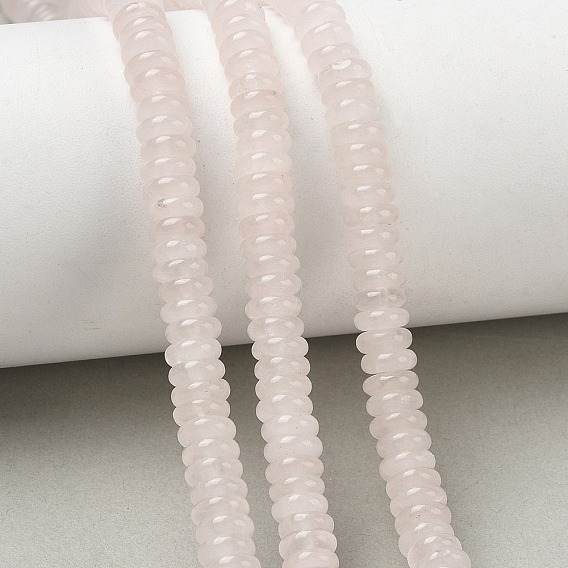 Natural Rose Quartz Beads Strands, Smooth Rondelle