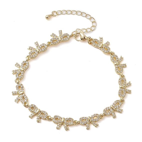 Браслеты-цепочки из латуни с бантом, с четким кубического циркония, долговечный, без свинца и без кадмия