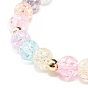 Candy Color Round Beaded Stretch Bracelet with Heart Star Flower Charm for Women