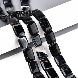 Природный агат бисер нитей, окрашенные, прямоугольные