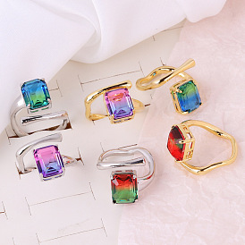 Adjustable Rainbow Zirconia Ring with Gradient Design for Women - Unique and Trendy