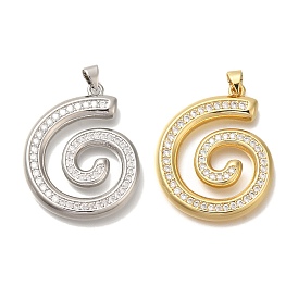 Rack Plating Brass Micro Pave Cubic Zirconia Pendants, Cadmium Free & Lead Free, Long-Lasting Plated, Vortex