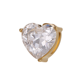 304 Подвески-слайдеры из нержавеющей стали с прозрачными кубическими циркониями, сердце, ионное покрытие (ip)