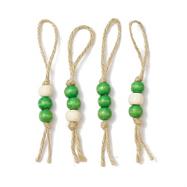 4шт. подвесные украшения из деревянных бусин, подвесные украшения из джутового шнура