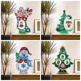 DIY Luminous Diamond Painting Christmas Theme Home Acrylic Display Decorations Kits, including Resin Rhinestones, Diamond Sticky Pen, Tray Plate and Glue Clay