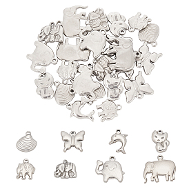 32Pcs 8 Style 201 Stainless Steel Pendants, Mixed Animal
