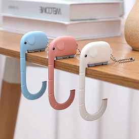 Plastic Elephant Schoolbag Hook, Desk Side Punch-free Portable Handbag Hanger with Ball Chain, for Office & School Desk Hanging Bag