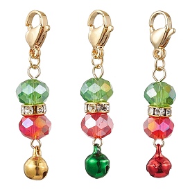 3подвесные украшения из стеклянных бусин, с 304 карабинами из нержавеющей стали и латунным колокольчиком